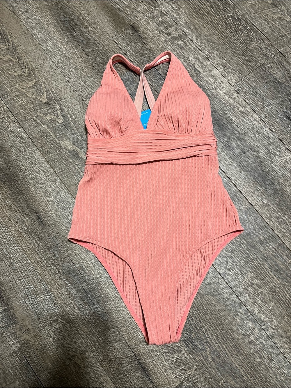 Cupshe Pink Ribbed Halter One-Piece Swimsuit
